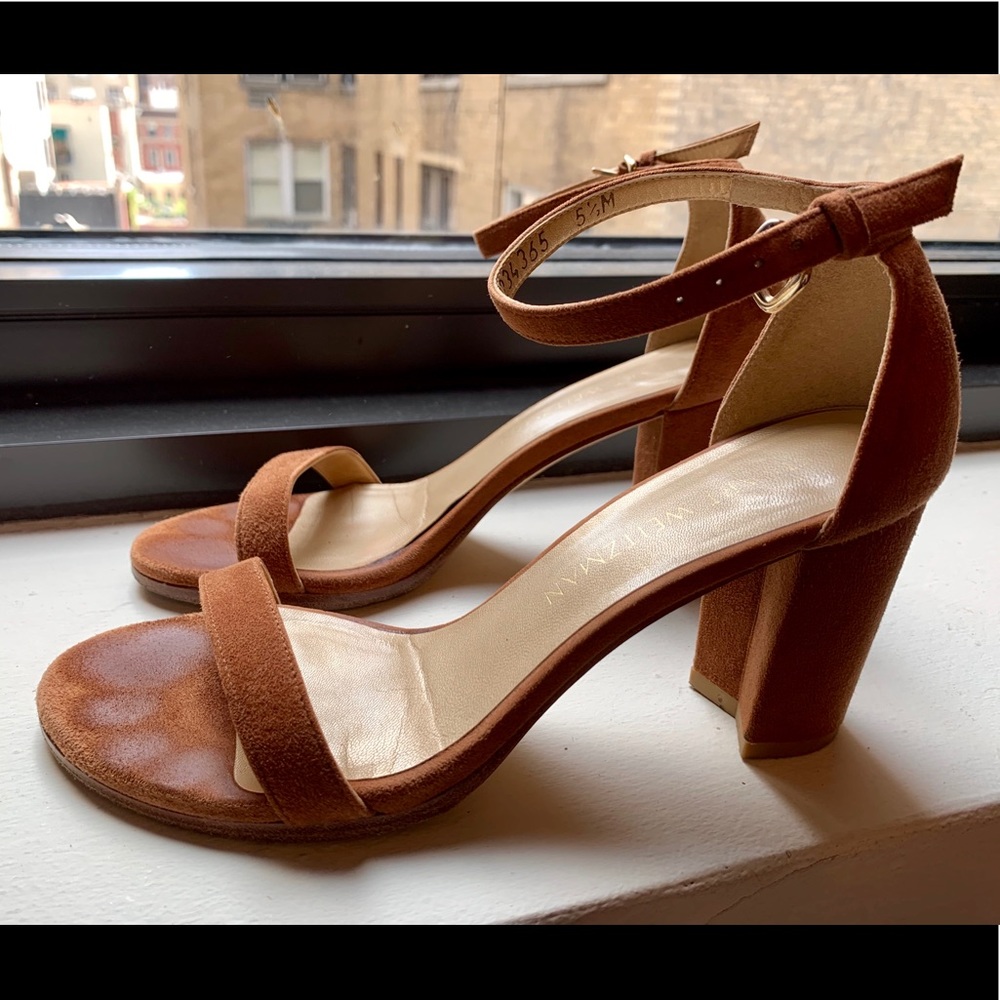 Stuart Weitzman NearlyNude Suede Strappy Sandals